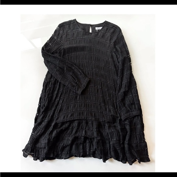 NWT Anine Bing Viola Lattice-Trimmed Plissé Stretch-knit Dress In Black - Medium - Picture 7 of 16